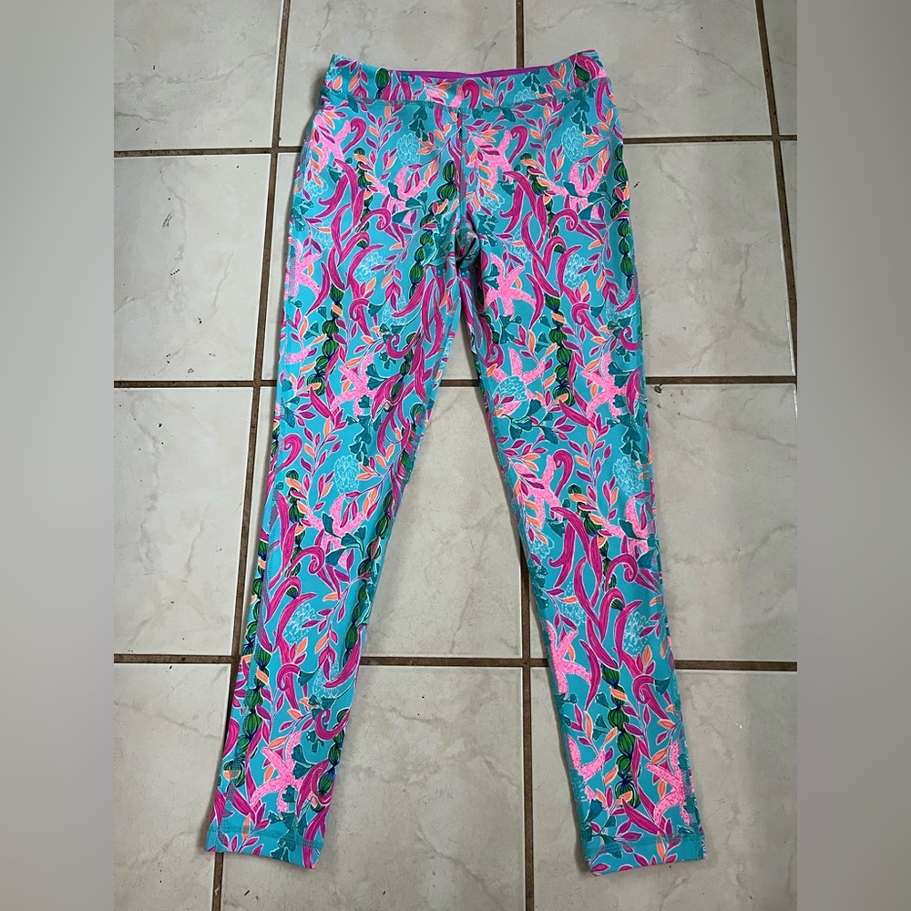 Lilly Pulitzer NEW! Luxletic Underwater Starfish Leggings in Turquoise L (8-10)